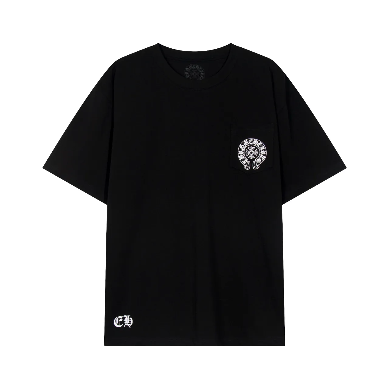 P140 Chrome Hearts Chrome Hearts Classic Horseshoe Sanskrit Watch Bag Printed Short Sleeve Size: SMLXL Color: Black